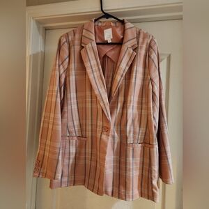 LC Lauren Conrad Pink Plaid Blazer